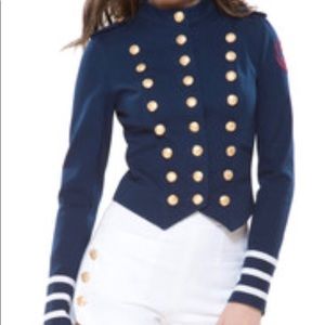 Betsey Johnson Navy Blue Military-Style Jacket with Gold Buttons